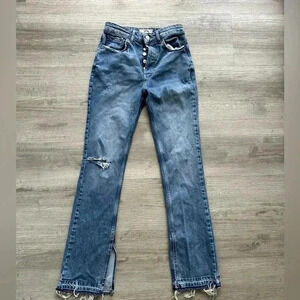 We the free cool jeans open legs like new button up Sz 25 distressed